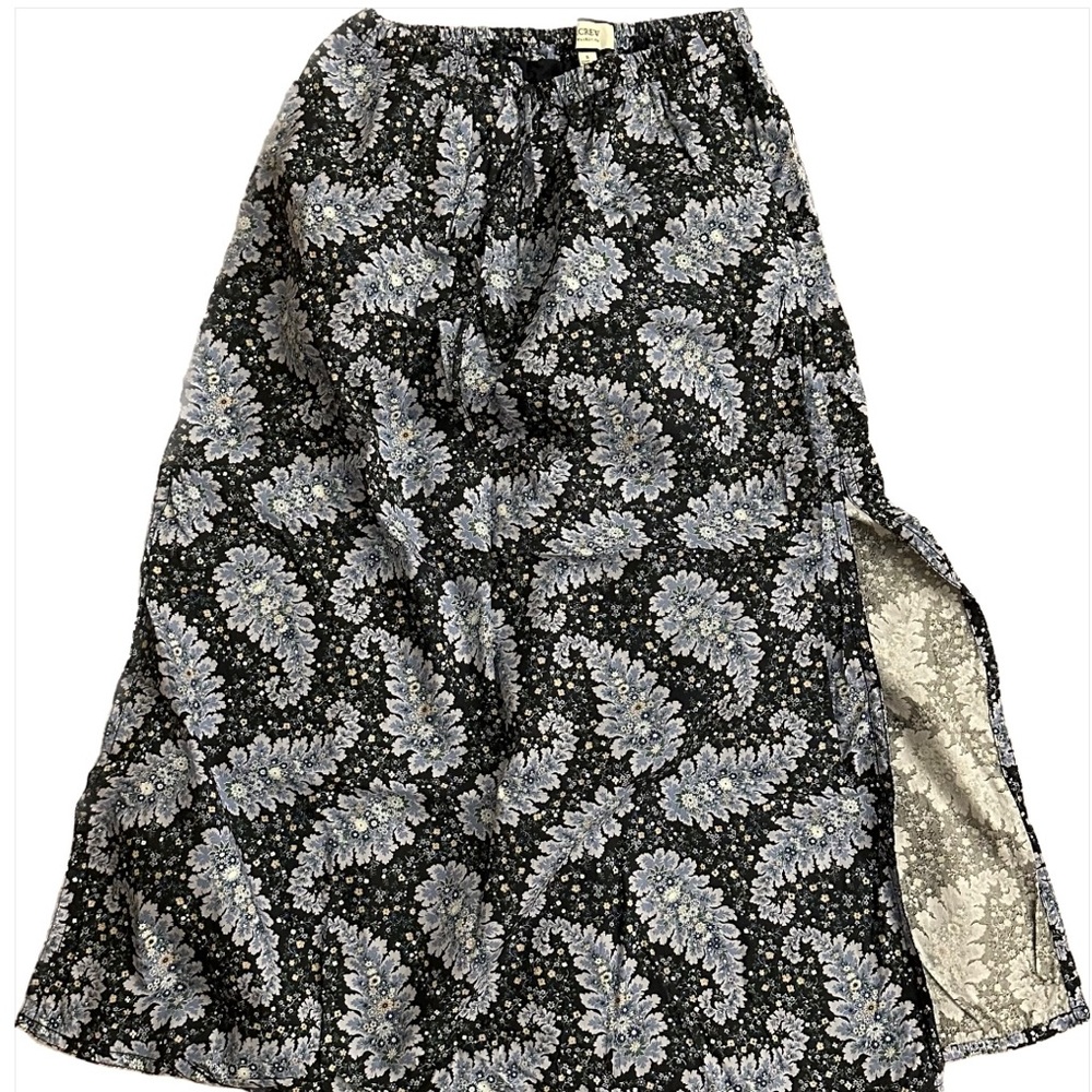 JCrew Paisley Blue Midi Skirt Size Small